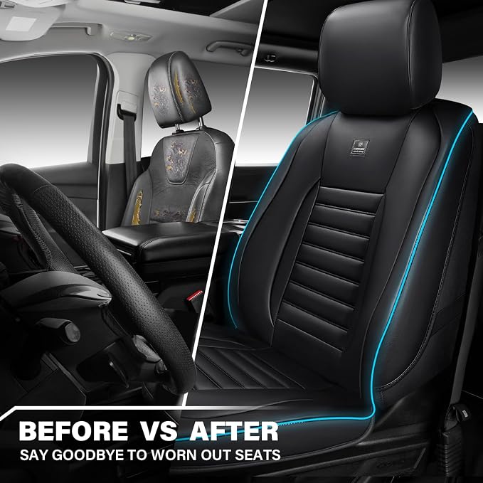CAR PASS LED Lights Nappa Leather Car Seat Covers Front Seats, Waterproof Seat Cover for Cars Variable RGB Lights with DIY Music Sync Mode, All Weather Universal Fit Trucks SUV Automotive Pick-up - Image 7