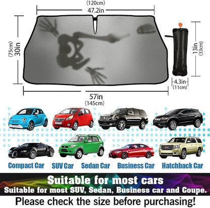 Skull Skeleton Car Windshield Sun Shade Umbrella Bendable Handle Foldable Funny Skull Sunshade for Car Windshield Block UV Rays Keep Vehicle Cool for Most Sedans SUV Trucks Cars 57"x30" - Image 5