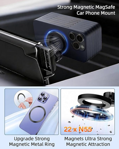 PZK Car Phone Holder for 2023-2026 Toyota BZ4X/ Subaru Solterra Accessories | Custom 8/12.3-Inch Screen Strong Magnetic MagSafe Toyota bz Car Phone Mount Fixed Clip 360° Rotation Not Affect Air Vent - Image 3