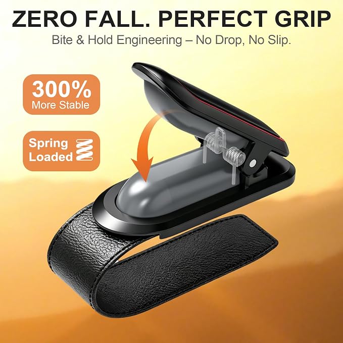 Veharvim Sunglass Holder for Car (2 Pack, One-Handed Operation, Gentle & Secure Hold, Silicone Padded, Universal Fits Sunglass and Car Visor) - Sunglasses Clip for Car Visor (Red, 1 Pack) - Image 3