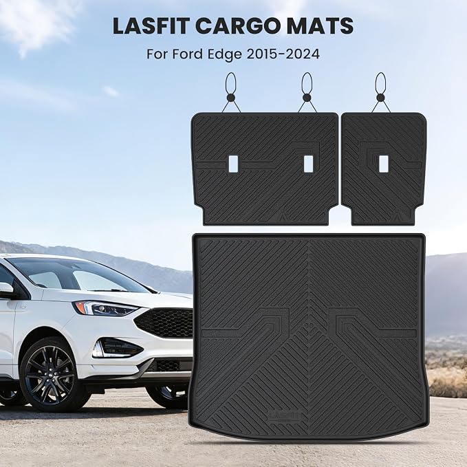 LASFIT Floor Mats&Cargo Backrest Mat for Ford Edge 2015-2024 | Floor Liners Costom Fit All Weather Protection TPE Easy Clean, Keep Your Car Trunk Clean and Tidy,1pcs. - Image 2