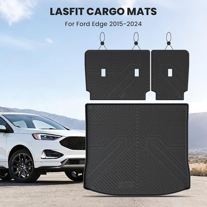 LASFIT Floor Mats&Cargo Backrest Mat for Ford Edge 2015-2024 | Floor Liners Costom Fit All Weather Protection TPE Easy Clean, Keep Your Car Trunk Clean and Tidy,1pcs. - Image 2