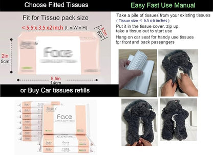 Tissue Box Cover Plush Tissue Box Holder for Car, Home, Decorative Holder/Organizer for Bathroom Vanity Countertop, Nightstands, Office Desk-Fuzzy Elephant - Image 6