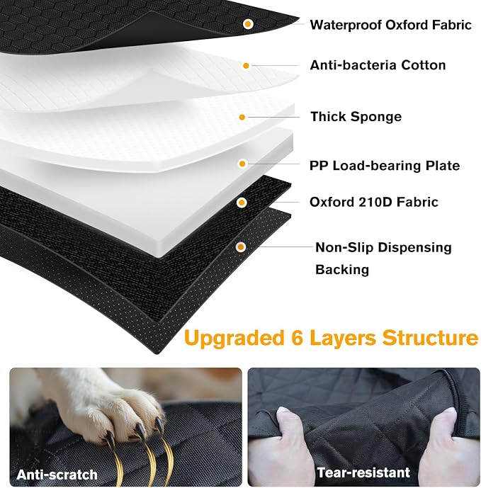 Dog Car Seat Cover for Back Seat, Hard Bottom Back Seat Extender | Rear Seat Pet Cover for Dogs - Supports 400lbs, Waterproof and Scratch Resistant Dog Hammock with Mesh Window For Cars & SUVs - Image 9
