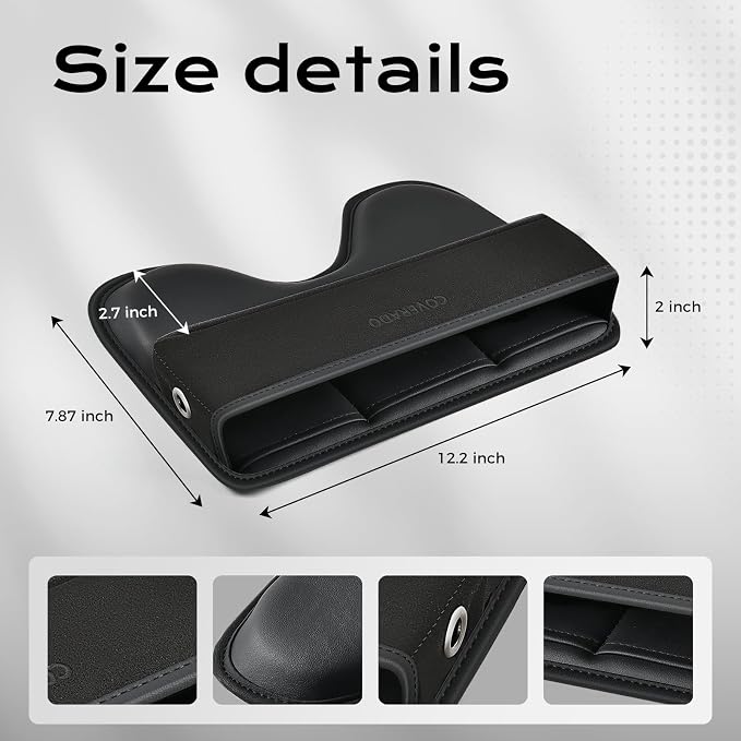 Coverado Universal Car Seat Gap Filler Organizer, Premium Suede Leather Car Seat Side Gap Filler, Seat Gap Storage Box for Suv Truck, Car Interior Accessories, Black-1pc - Image 7