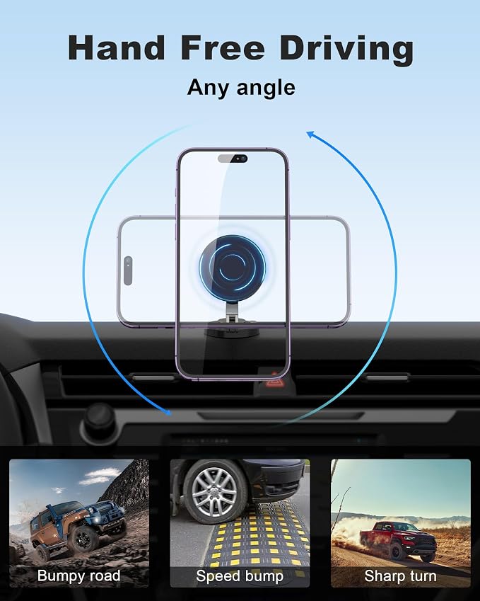 ZBF Magnetic Car Phone Holder Mount (360° Rotation) Cell Phone Car Holder, Phone Mount for Car Windshield Dashboard Hand Free Mount for iPhone 17 16 15 14 13 Pro Max All Smartphones - Image 6