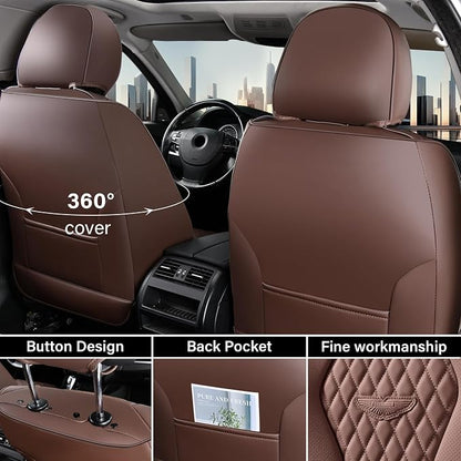 Coverado Seat Covers, Car Seat Covers Full Set, Coffee Car Seat Cover, Car Seat Cushion Waterproof, Luxury Auto Seat Covers, Seat Cover Car Seat Protector Fit for Most Cars - Image 4