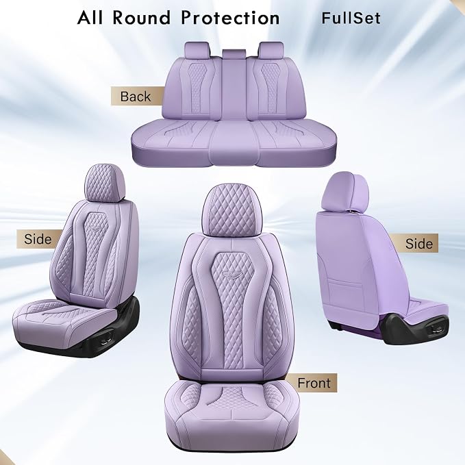 Coverado Car Seat Covers Full Set, Purple Seat Covers, Automotive Car Seat Cover, Car Seat Cushion, Car Seat Covers Front Seats Back Seat Covers, Car Seat Protector Universal Fit Most Cars - Image 6