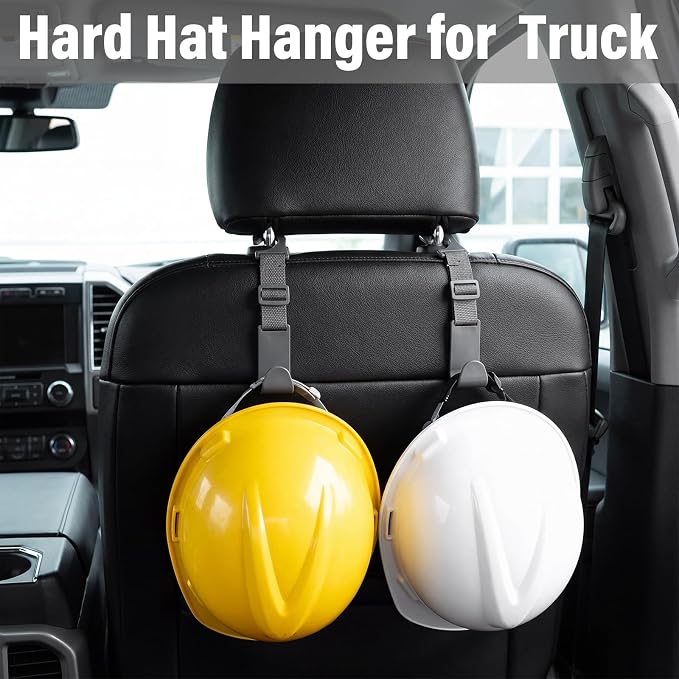 Unittype 4 Pcs Hard Hat Hook for Truck Adjustable Hard Hat Holder Hardhat Holder Truck Seat Back Organizer 55 lb Load Heavy Duty Hardhat Buddy Hanger Storage Car Vehicle Headrest Bag Gear (Grey) - Image 3