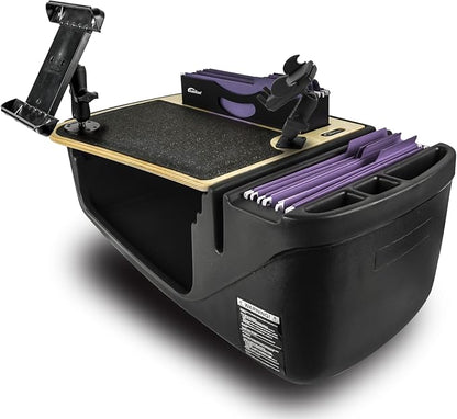 AutoExec AE-FMEF-PM-TAB-11M Efficiency FileMaster Car Desk for Your Vehicle Workstation and Mobile Office, Natural with Phone Mount and Tablet Mount | Vehicle Workstation, Mobile Office, Phone Mount, Tablet Mount by AutoExec