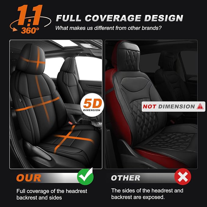 Custom Fit Seat Covers for Toyota RAV4 2013-2018 | Limited XLE SE Platinum Adventure (Not for LE and Hybrid) Full Set Faux LeatherAirbag Compatible Waterproof Black - Image 3