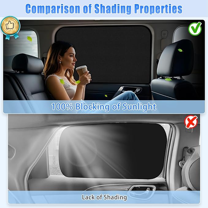 ZATOOTO Magnetic Car Window Shades Rear Window Cover Privacy 21.2×39.3Inch | Light Blocking Sun Shades for Camping, Stay Cool & UV Protection, Rear Window Sunshade for Babies - Image 4