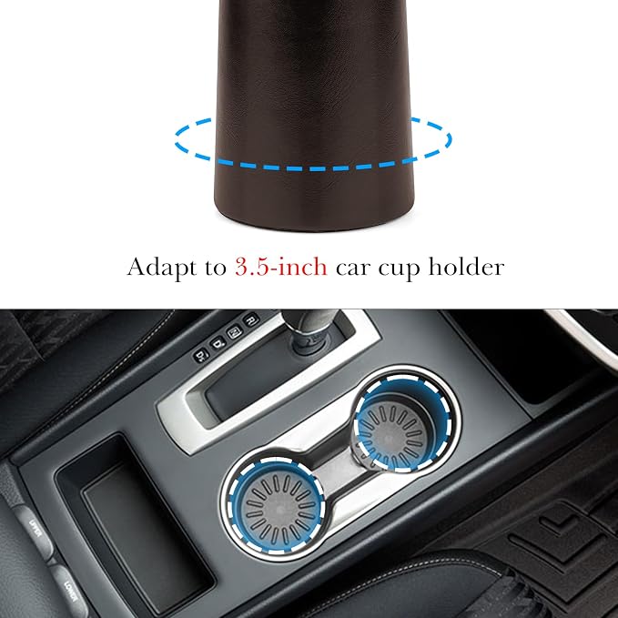 Linkidea Extra Large Sunglasses Stand for Car Cup Holder, Plush Lined Leather Eyewear Storage, Scratch Protection - Image 2