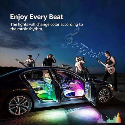 4PCS Car Interior LED Lights, 48LED RGB 12V Under Dash Lighting Kit | Remote Control, Multicolor Music Sync and Sound Active Neon Accent Light Strips for Car Interior - Image 6