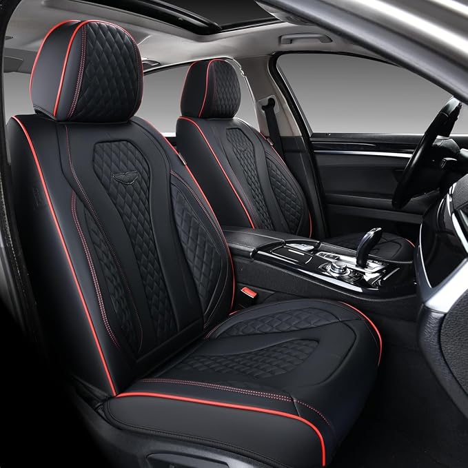 Coverado Automotive Seat Covers, Leather Seat Covers Front Seat, Black Car Seat Covers, Luxury Car Seat Covers, Seat Cushion, Front Driver Seat Covers, Car Seat Protector Universal Fit Most Cars by COVERADOAUTO