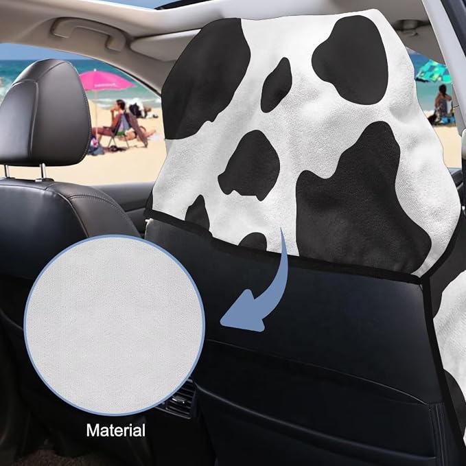 SEANATIVE Black Cow Print Car Drying Towels & Seat Protectors - Heavy-Duty Absorber Towel for Car Wash Car Seat Covers, Post-Workout & Dog Owners (33.1" x 60.67") - Image 6