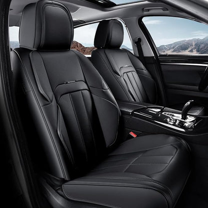 Coverado Nappa Leather Car Seat Covers Full Set, Luxury Waterproof Seat Protectors, Airbag Compatible Anti‑Slip Auto Seat Covers, Universal Fit for Most Cars SUVs Trucks Pickup Vehicles - Image 9