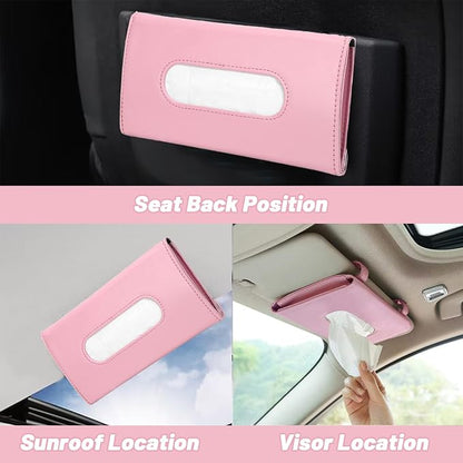 YVPSI Car Tissue Holder Sun Visor Napkin Holder with Tissue Car Mask Holder | PU Leather Tissue Box Tissue Box Holder Hanging Tissue Holder Mask Dispenser for car - Image 3