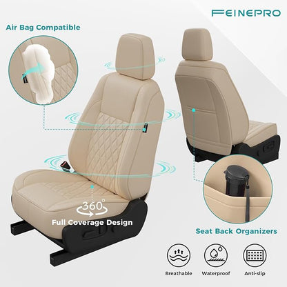 Custom Seat Covers for Toyota Highlander 2014-2019 8 Seats Beige | faux leather, 2nd row 40/60 split bench, waterproof, breathable, airbag compatible, stain resistant, easy install - Image 6