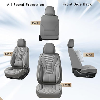 Coverado Gray Nappa Leather Car Seat Covers Front Seats ，Waterproof Car Seat Protector & Cushion, Universal Fit for Most Cars - Image 7