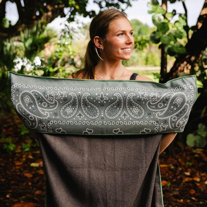 Sprints Athletic Running Towel, Full-Sized, Car Seat Cover - Performance Microfiber (Paisley Probs Green) - Image 9