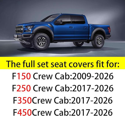 MINGBRON F150 Front Seat Covers, 360° Full Coverage Leather Car Seat Protector Fit for Ford F150 2009-2026&F250 F350 F450 2017-2025 All Cab XL XLT Lariat King Ranch Platinum (Front Pair/Beige) - Image 6