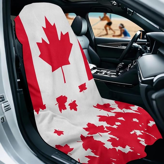 SEANATIVE Canadian Flag Car Seat Covers Easy Install Car Seat Towel Covers Scratch-Resistant Seat Cushion Protectors for Dogs, Kids, Beach Absorbent Sports Towel - Image 2