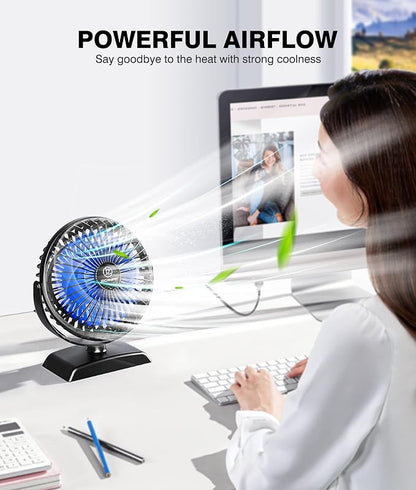 JZCreater USB Desk Fan, 2Pack USB Fan, 360 Rotation Desktop Fan with 3 Speed, Table Personal Cooling Fan, Quiet Mini Desk Fan, USB Powered, Small Fan for Home Office Bedroom Car Travel, Pink - Image 2