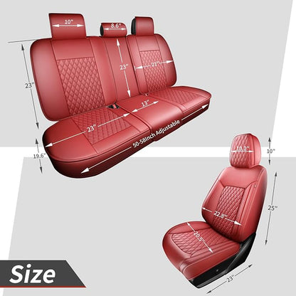 Red Burgundy Thick Nappa Leather Automotive Car Seat Covers Set of 1 | Univerasal Fit,3D Contoured,Full Coverage,Waterproof,ThickTexture Nappa Leather,for most Suvs Trucks Sedans - Image 6