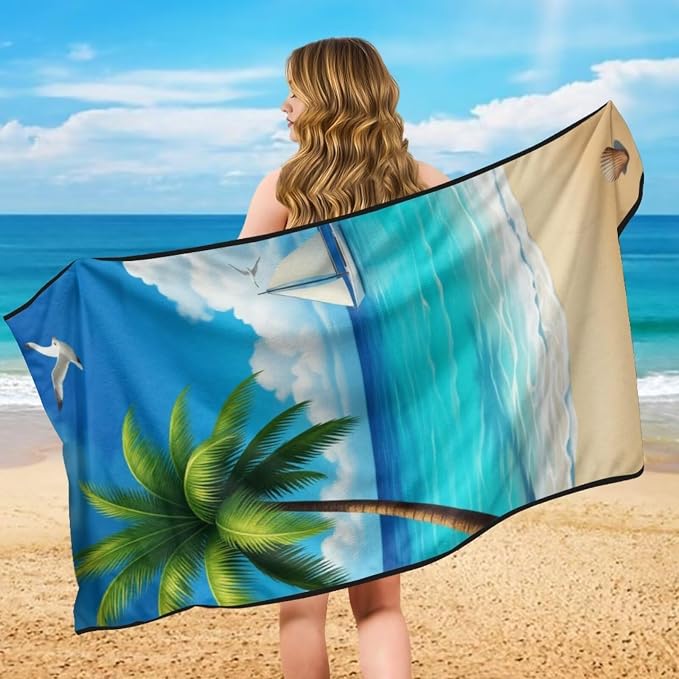 Hawaiian Palm Tree Car Seat Towel Cover with Storage Bag | Tropical Palm Tree Auto Interior Seat Towel Car Interior Accessories for Women Men Sweat Seat Cover Protector for Gym Yoga - Image 5
