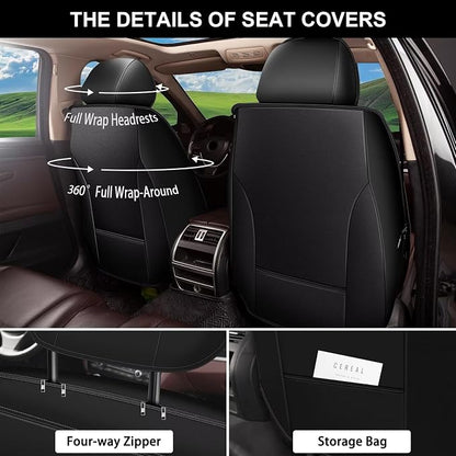 Front Seat Covers for Mazda CX-5 2013-2026 2027 Faux Leather | Waterproof Breathable Scratch Resistant 360° Wrap Airbag Compatible Easy Clean (2 Seats,Black) - Image 2