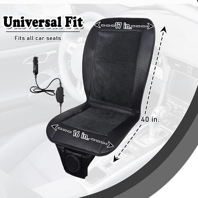 ZONETECH Cooling Car Seat Cushion - Black Automotive Adjustable Temperature Comfortable Cooling Car Seat Cover (2 Pack) - Image 5
