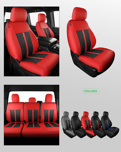 RIDEPOSH for Ford F150 Leather Seat Covers, SuperCrew XL XLT 2021-2026 | Fits F250 F350 Super Duty Crew Cab 2023-2026, Custom Fit, Bucket Seat, Stain Resistant, Airbag Compatible, Easy-Clean - Image 8