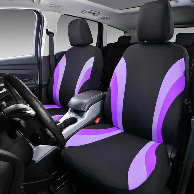 CAR PASS Line Rider Sporty Front Seat Covers,Purple Car Seat Covers Two Front Seats Only for Cute Women Girl, Airbag Compatible,Universal Fit Sedans,Cars,Vans,SUV,Truck(Black and Purple) - Image 7
