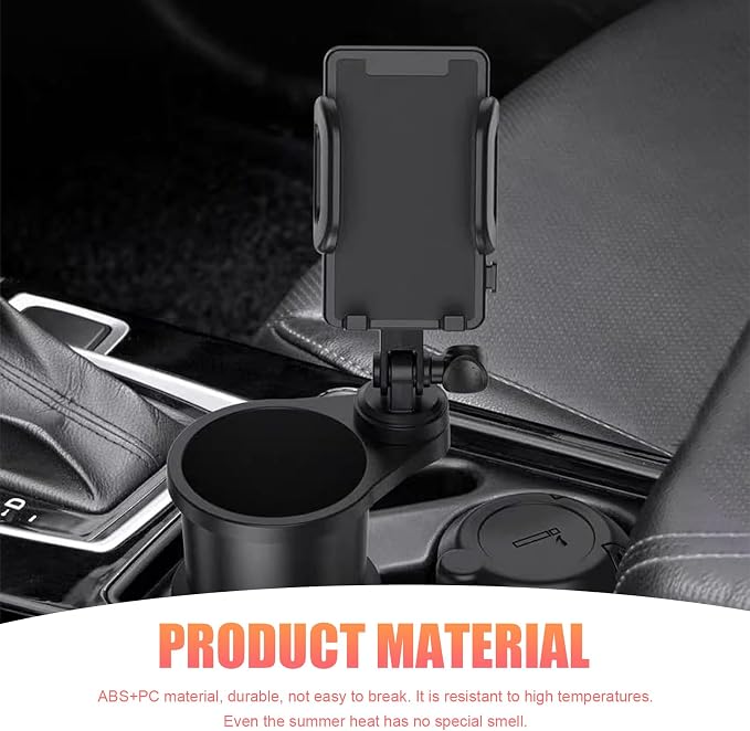 Car Cup Holder Mobile Phone Rack, Multi-Function 2 in 1 Cup Holder Expander, 360 Degrees Rotatable Automotive Phones Mount, Universal for Most Cars, Trucks, SUVs (Black) - Image 4