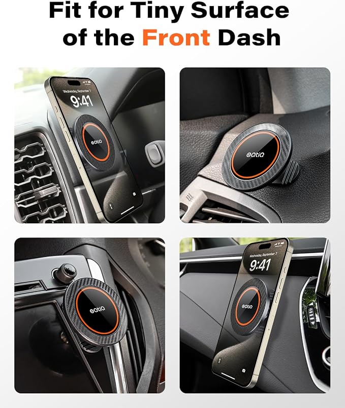 for MagSafe Car Mount with 17 N54 Magnets, Dashboard Phone Holder | 360° Rotating Ultra-Strong 17 N54 Magnet Phone Mount with 3M VHB Adhesive,Compatible with iPhone 17/16/15/14/13/12 - Image 2