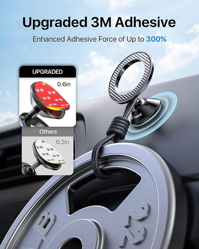 andobil for Magsafe Car Mount Compact Magnetic Phone Holder for Car Dash | Strongest Magnet Upgraded 3M Adhesive, 360° Adjustable, Fits all dashboard, Compatible with iPhone 17 - 12 Pro Max Mini - Image 5