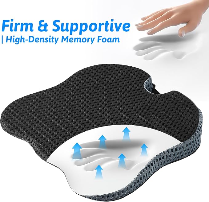 Wedge Car Seat Cushion for Better Visibility & Sciatica Pain Relief | High Density Memory Foam, Non-Slip Ergonomic Car Seat Cushion for Driving, Universal Fit for Car, SUV,Truck & Tractor - Image 4