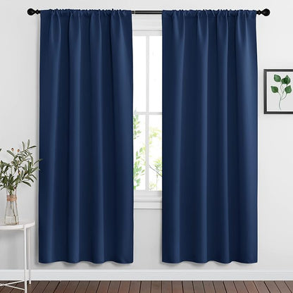 RYB HOME Blackout Curtains for Bedroom Living Room Nursery 72 inches Long | Thermal Insulated, Privacy Protection, Rod Pocket, Drapes for Office Home Theater, W42 x L72, Navy Blue, 2 Panels by RYBHOME
