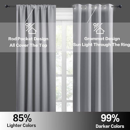 RYB HOME Basement Bathroom Kitchen Cafe Blackout Privacy Window Curtains | Thermal Insulated, Light UV Heat Blocking, Privacy, Short Curtain Tiers for Laundry Room, W34 x L30, Silver Grey, 2 Panels - Image 6