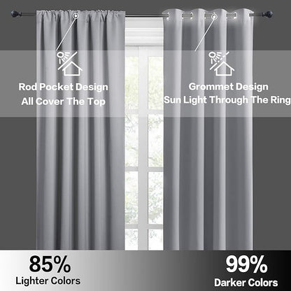 RYB HOME Blackout Curtains for Bedroom Living Dining Room 84 inches Long | Privacy Protection,Thermal Insulated,Sunlignt Heat Blocking,Drapes for Nursery Rental Room,W42 x L84,Silver Grey,2 Panels - Image 6