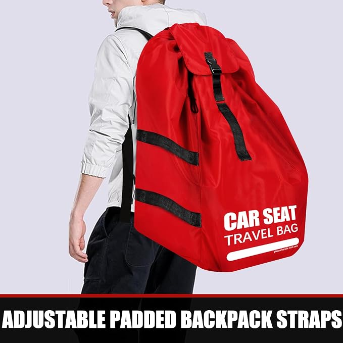 Car Seat Travel Bag for Airplane, Padded Strap Car Seat Bags for Air Travel | Large Car Seat Bags for Air Travel, Carseat Storage Bag Backpack for Airport, Carseat Cover Travel, Baby Travel Essential - Image 2