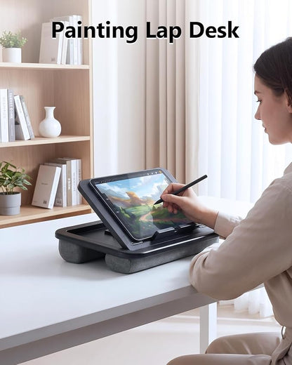 Adjustable Lap Desk with Cushion - 8 Angles Ergonomic Adjustment | Laptop Lap Desk For Bed Couch Car Home Office - Ideal For Reading Drawing Working- Fits up to 14 Inch Laptop Tablet (MINI) - Image 8