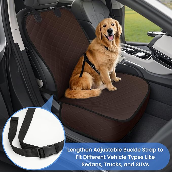 ELONGRIVER Dog Car Seat Covers, Waterproof Front Seat Cover | Scratch-Proof, Nonslip Pet Passenger Seat Cover Protector, Universal Fit for Cars Trucks SUVs, Standard Size 1 Pack - Image 2