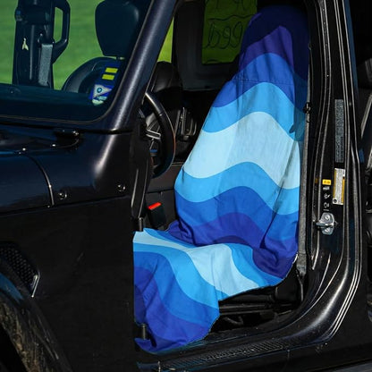 2 Pack Car Seat Towel Covers for Gym, Front Seats, Waves Wave | Wave Sweat Protector for Front Seats Premium Thickened with Elastic Strap Breathable & Quick Dry Machine Washable Running - Image 4