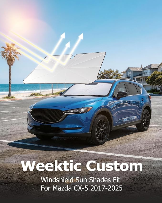 Weektic Custom Windshield Sun Shade Umbrella for Mazda CX-5 2017-2026, [Double Thickened Ice Crystal Coating] Sun & Heat Protection, Keep Vehicle Cool & Protect Interior - Image 5