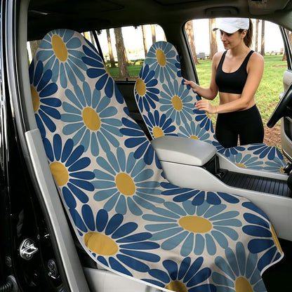 2 Pack Car Towels Seat Cover with Storage Bag, Multifunctional Microfiber Towel for Gym Outdoor Sport Running,Picnic, Beach, Pet Dog Travel,Fits Car SUV Truck (Daisy Breeze) - Image 2