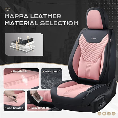 Coverado Car Seat Covers with Lumbar Support, Front Covers for Cars, Universal Automotive Seat Cover, Waterproof, Leather Car Seat Cushion, Interior Seat Protectors for Most Cars - Image 2