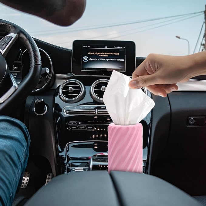 Car Cup Holder Tissue with 3 Pack Facial Tissues, Car Tissues Cylinder, Refillable Round Travel Tissue Tube for Vehicle, Office, Home Use (Pink) - Image 9