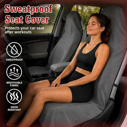Towel Car Seat Covers for Sweat Protection, GRS Certified Recycled Microfiber Absorbent Front Seat Protector, Non-Slip Washable Universal Fit for Sedans SUV Minivans(2 Pack,Gray) - Image 2
